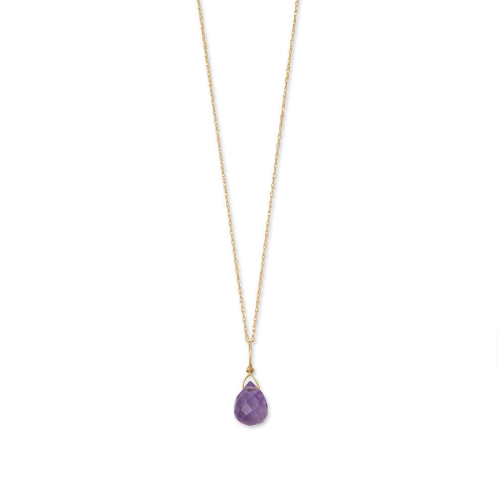 16" 14 Karat Gold Birthstone Necklace (January-December) - Matador Diamond