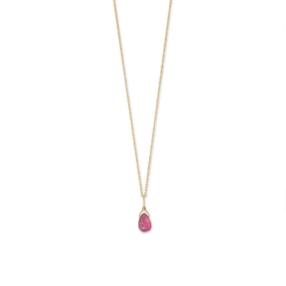 16" 14 Karat Gold Birthstone Necklace (January-December) - Matador Diamond