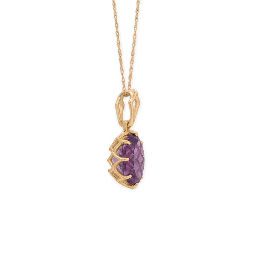 18" 14 Karat Gold Precision Cut Amethyst Necklace - Matador Diamond