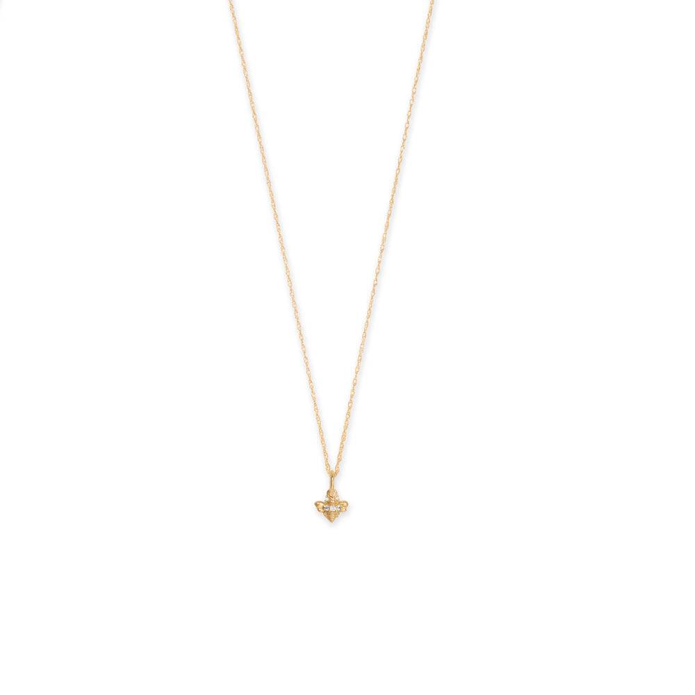 14 Karat Gold Tiny CZ Bumble Bee Charm - Matador Diamond