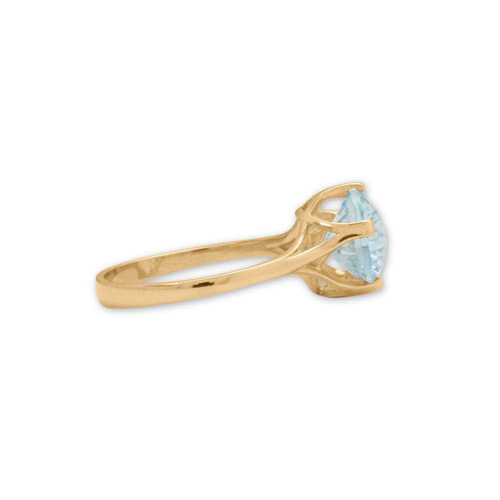 14 Karat Gold Precision Cut Sky Blue Topaz Ring - Matador Diamond