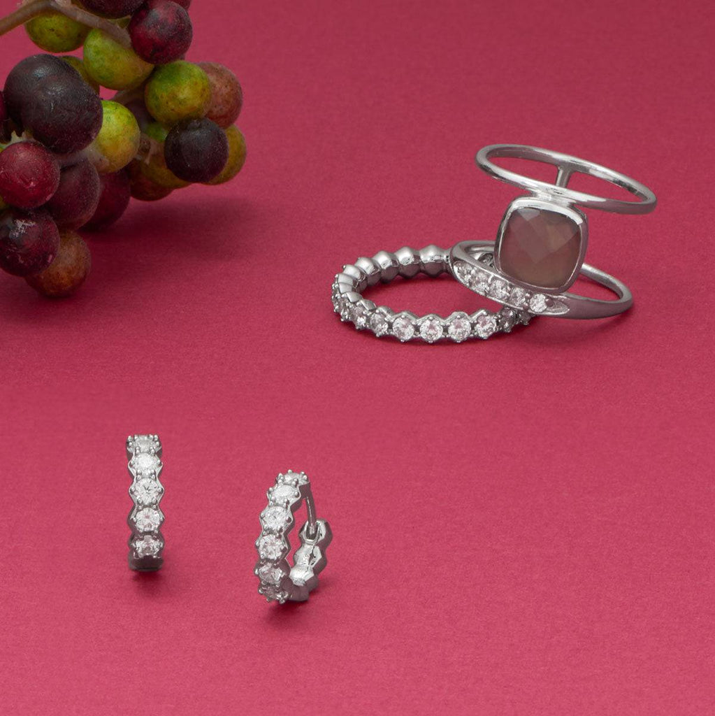 Rhodium Plated Hexagon CZ Eternity Ring - Matador Diamond