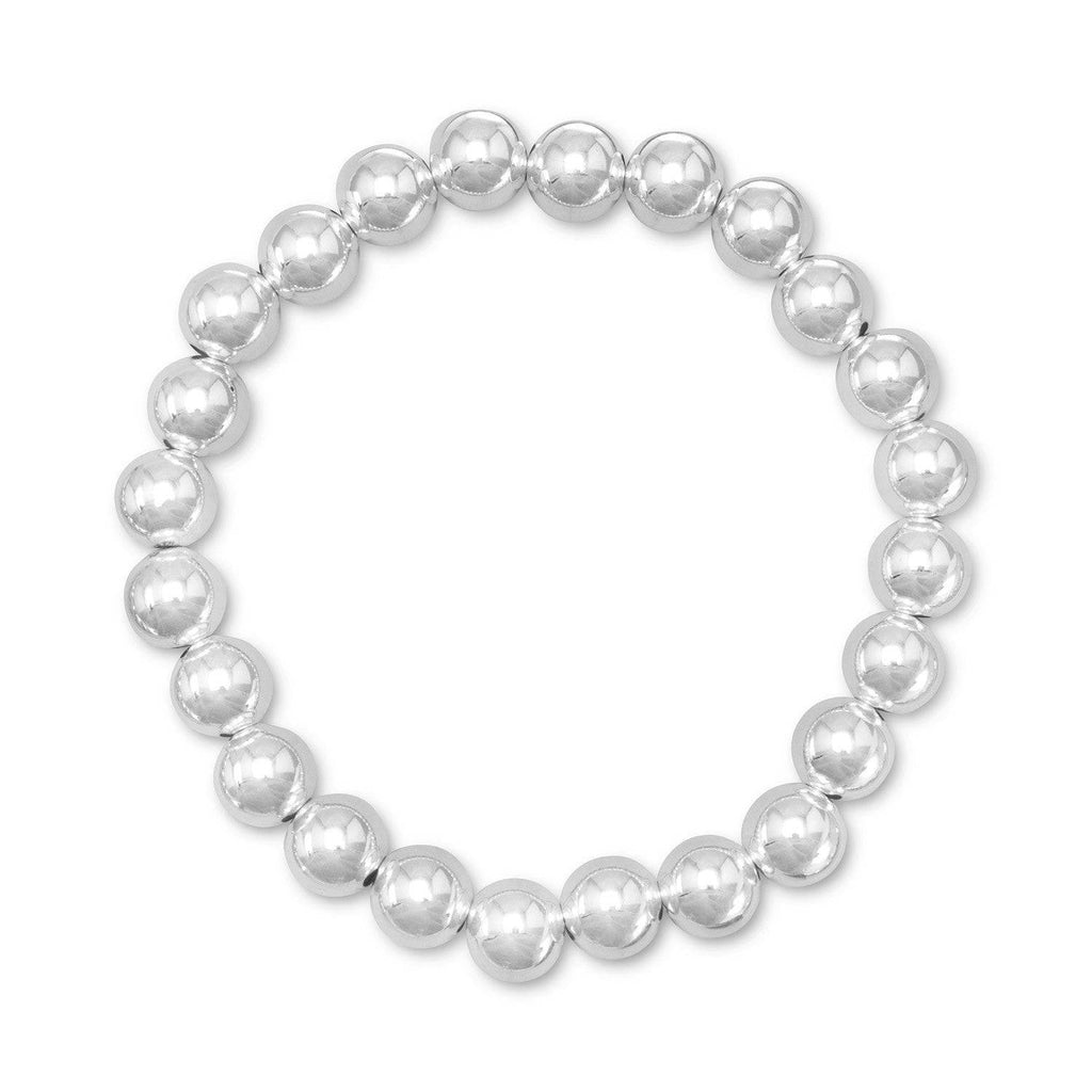 7" 8mm Silver Bead Stretch Bracelet - Matador Diamond