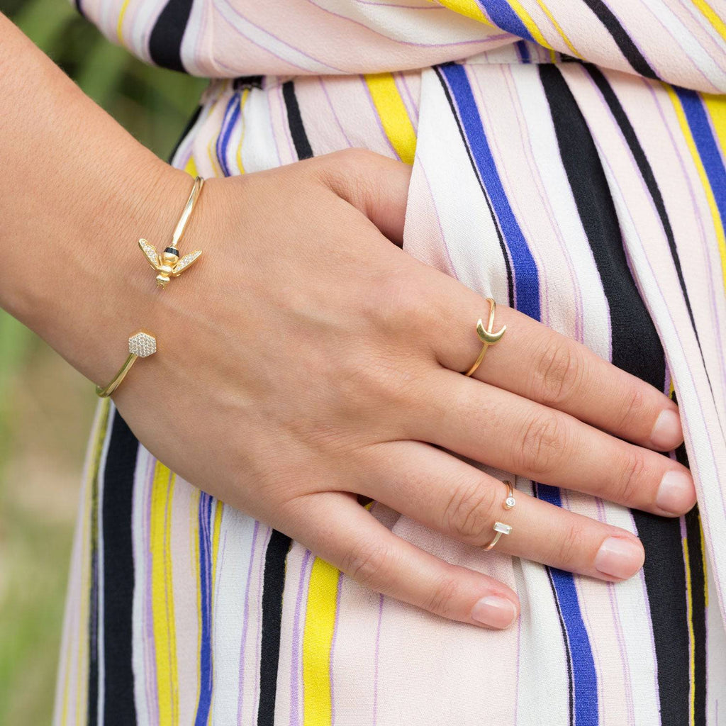 14 Karat Gold Plated Open Design CZ Ring - Matador Diamond