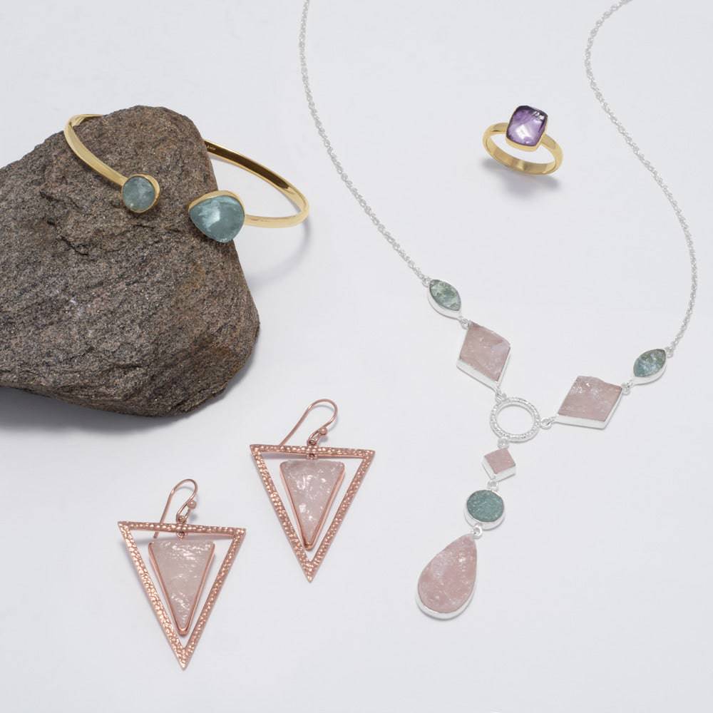 14 Karat Gold Plated Aquamarine Cuff Bracelet - Matador Diamond