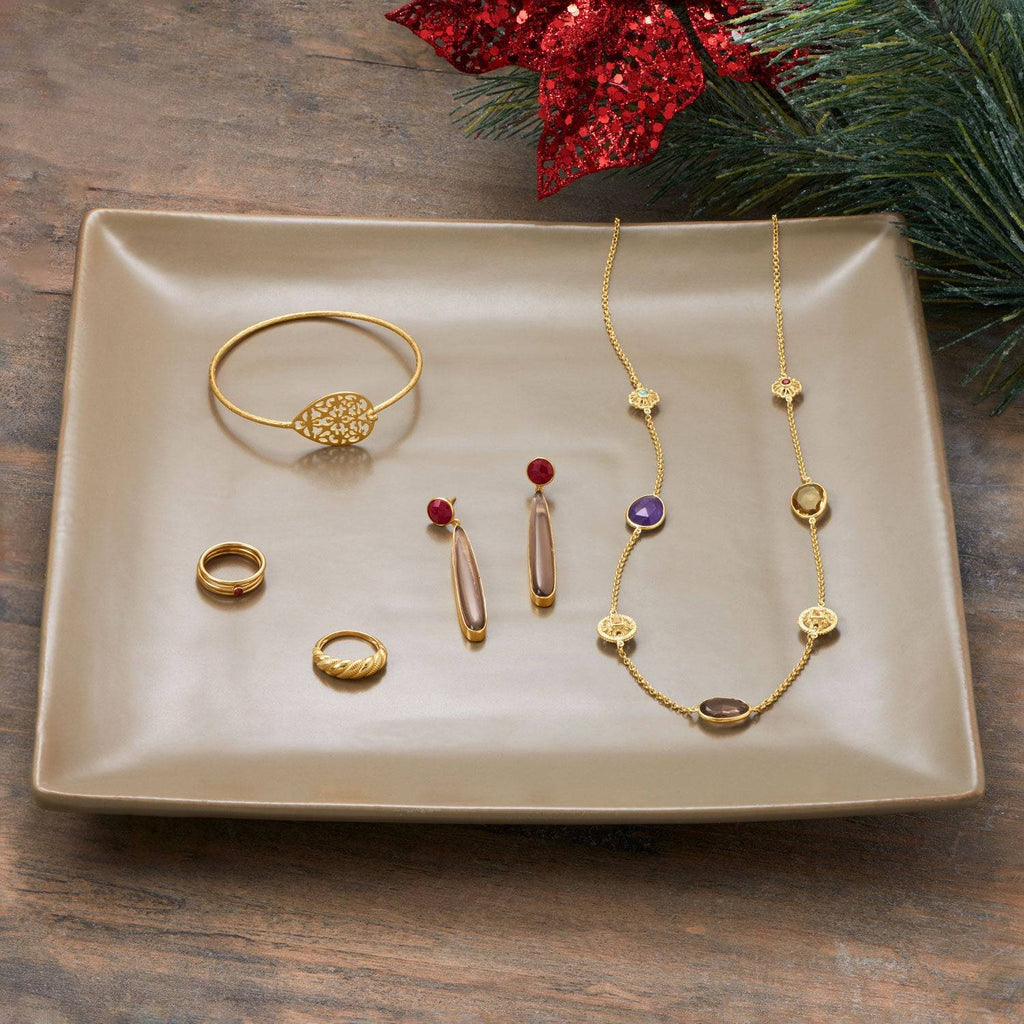 14 Karat Gold Plated Synthetic Ruby Ring Set - Matador Diamond