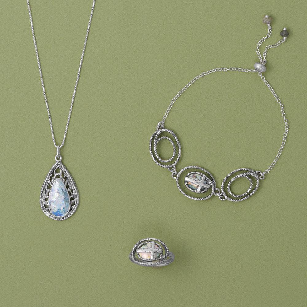 18" Pear Cutout Roman Glass Necklace - Matador Diamond