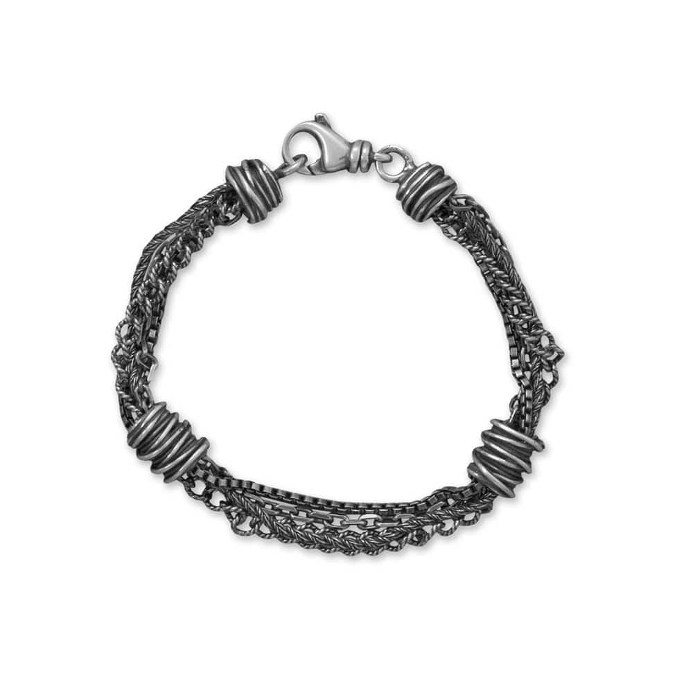 7" Oxidized Wrapped Multi Chain Bracelet - Matador Diamond