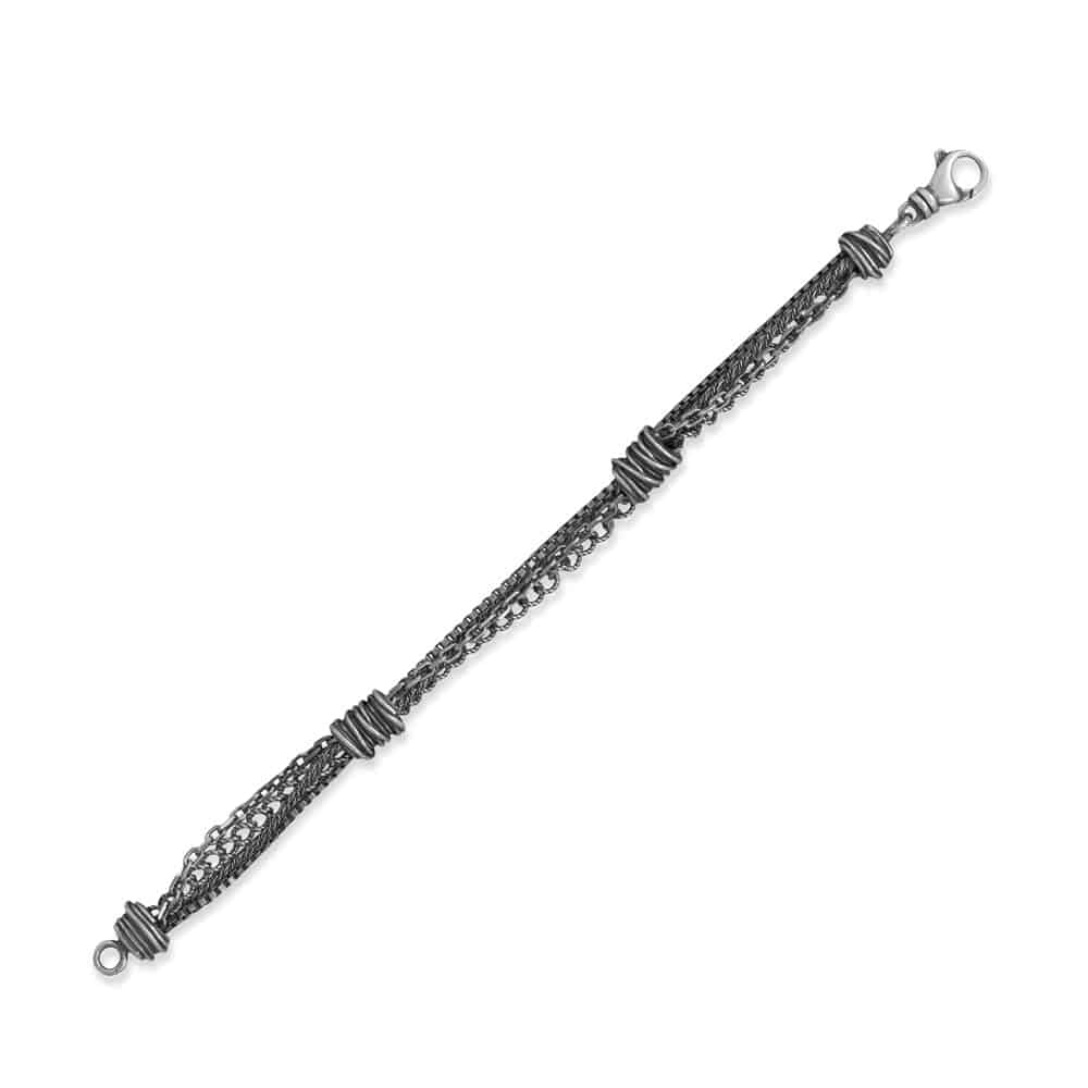 7" Oxidized Wrapped Multi Chain Bracelet