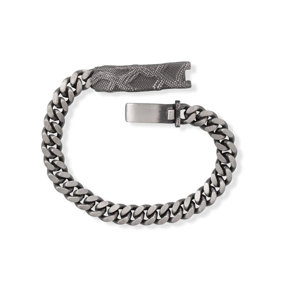 8.5" Black Ruthenium Snakeskin ID Bracelet - Matador Diamond