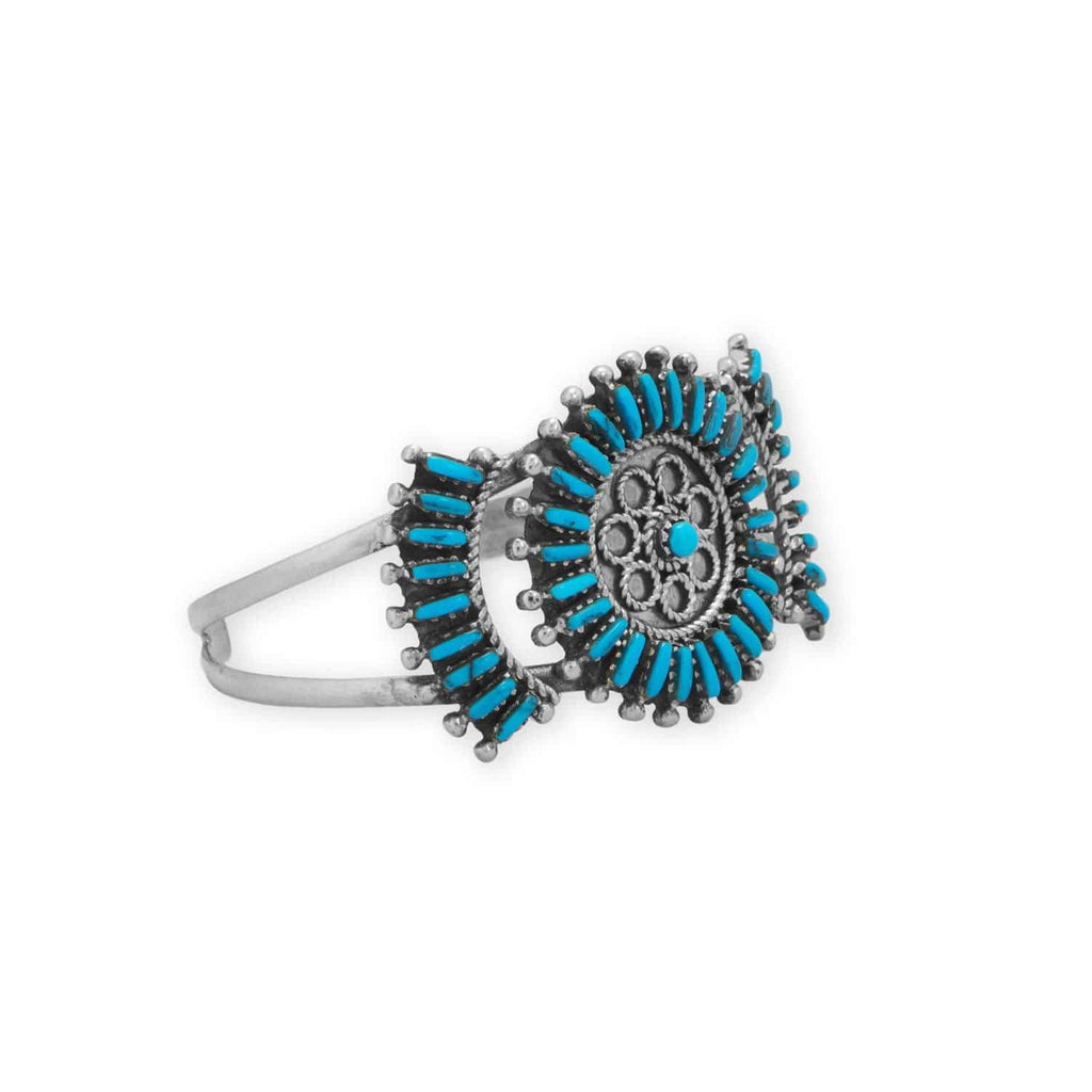 Handmade Oxidized Sunburst Turquoise Cuff Bracelet - Matador Diamond