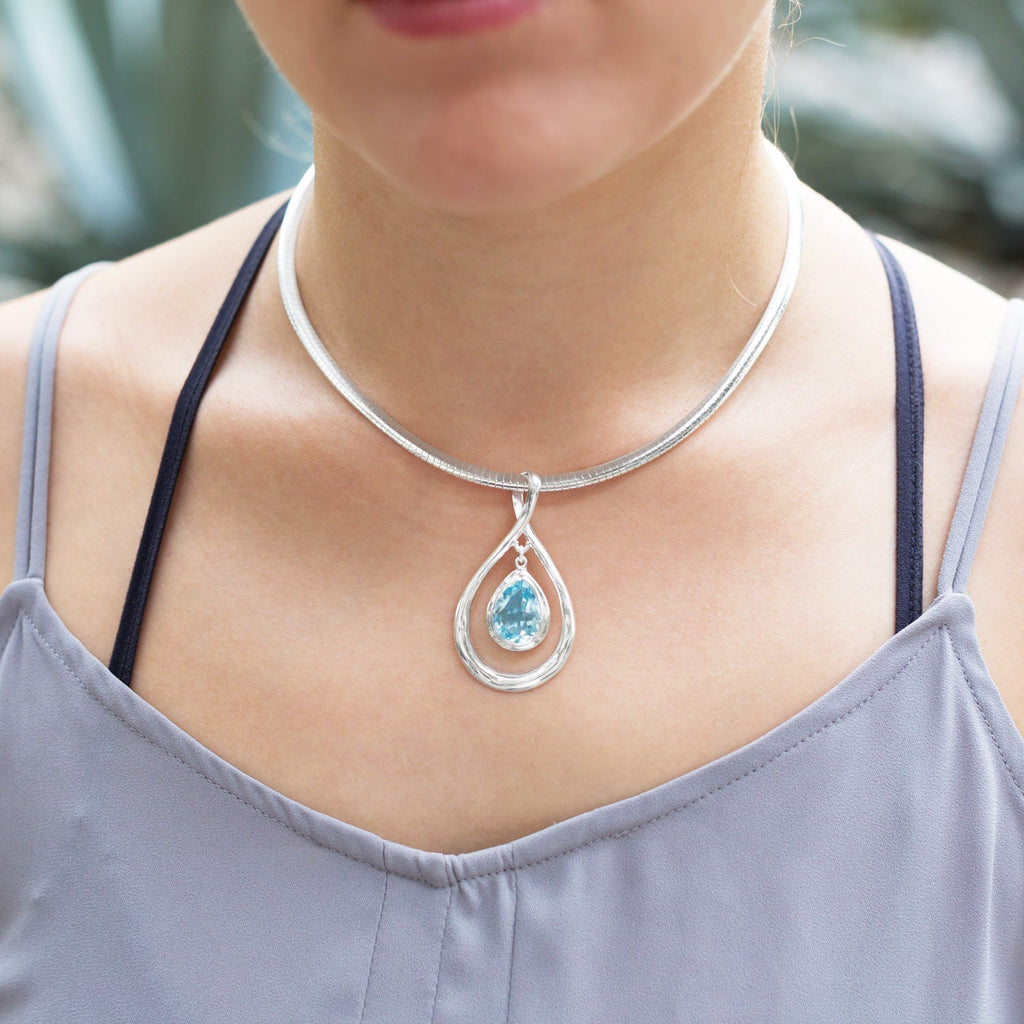 Pear Shape Pendant with Blue Topaz Drop - Matador Diamond