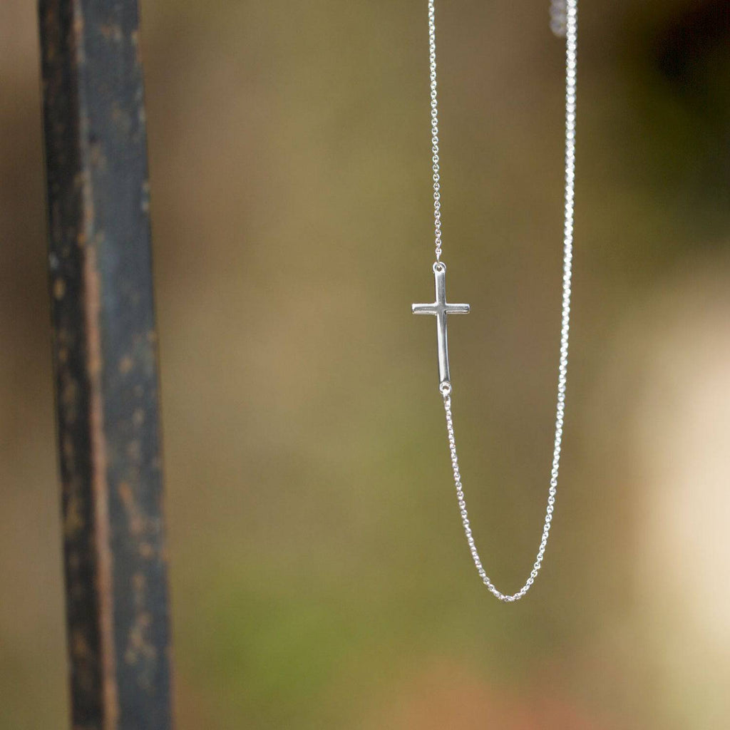 16" + 2" Necklace with Off Center Cross - Matador Diamond