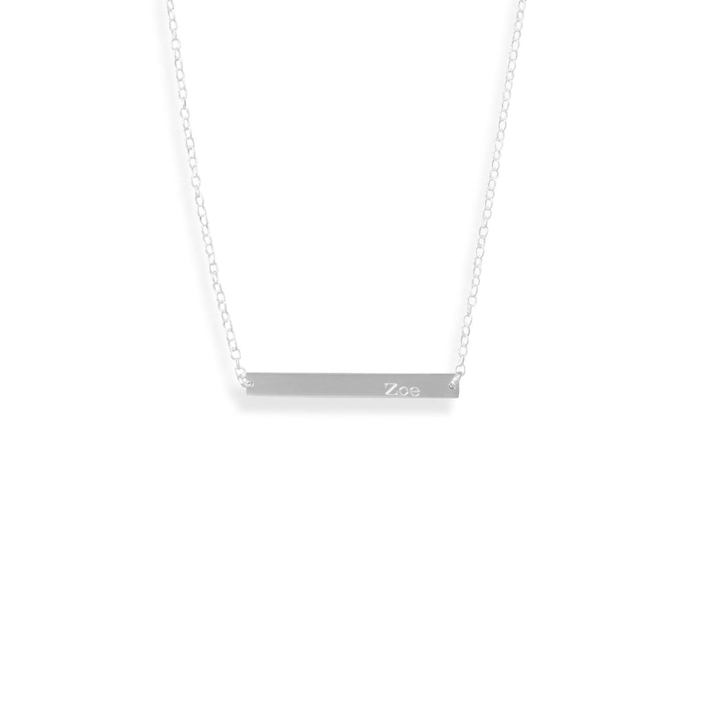 16" + 2" Thin Bar Nameplate Necklace - Matador Diamond