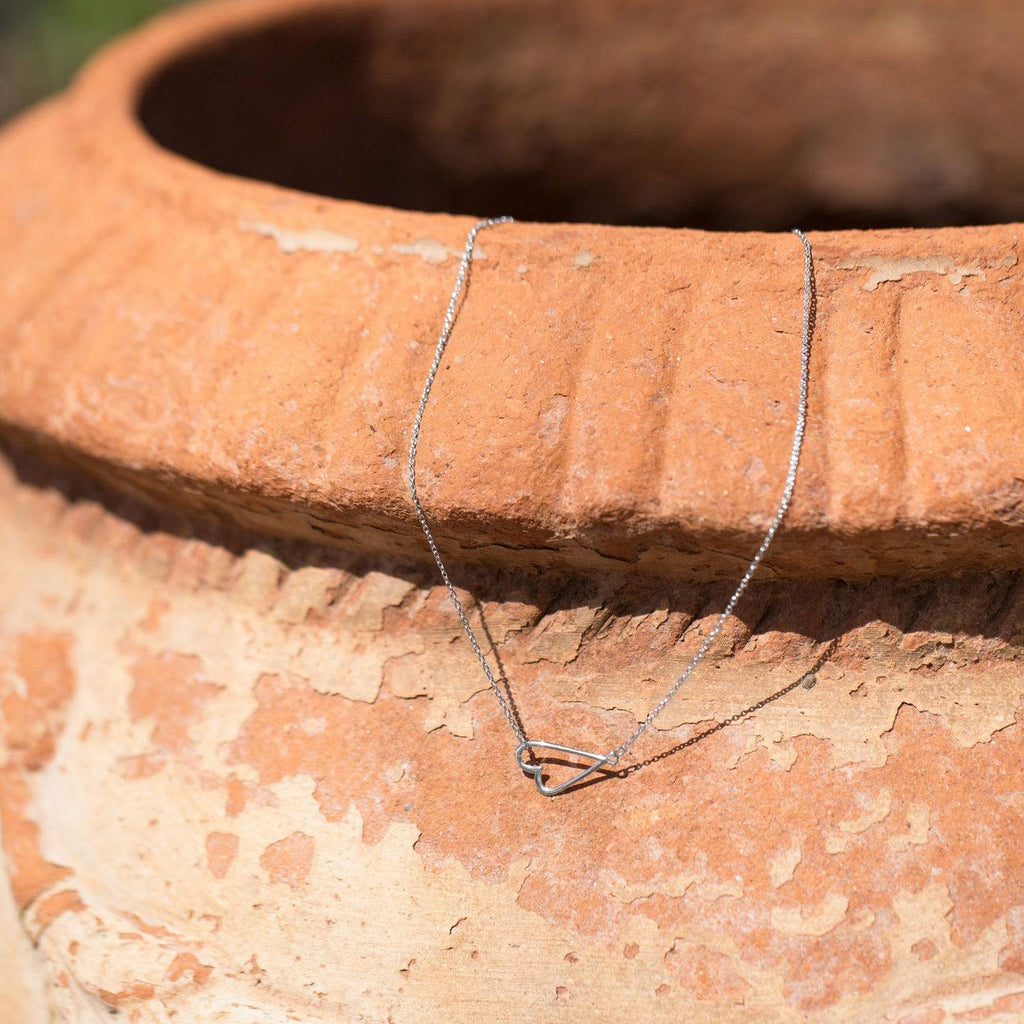 16" + 2" Rhodium Plated Sideways Heart Necklace - Matador Diamond