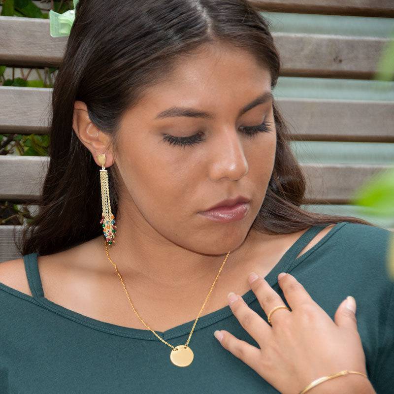 14 Karat Gold Plated Brass Multi Color Fashion Earrings - Matador Diamond