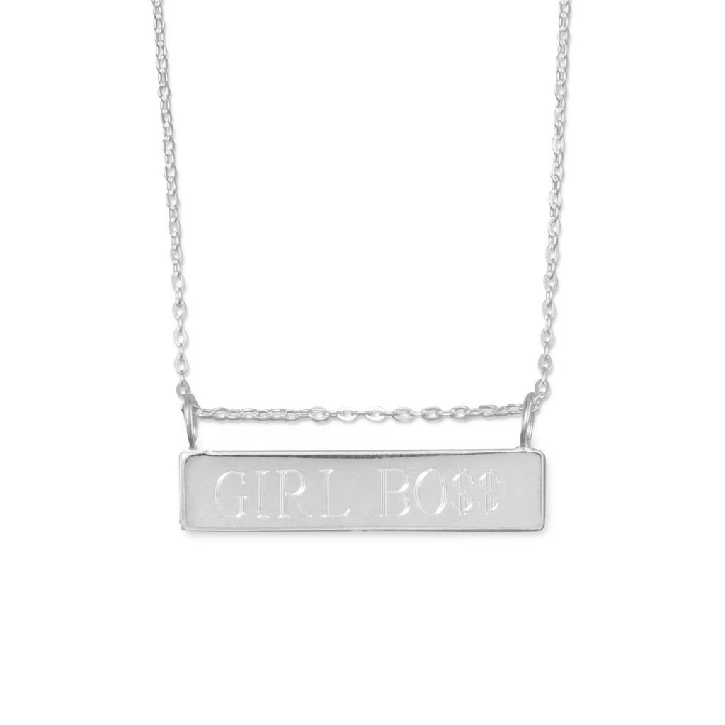 16" + 2" Engravable Bar Nameplate Necklace - Matador Diamond