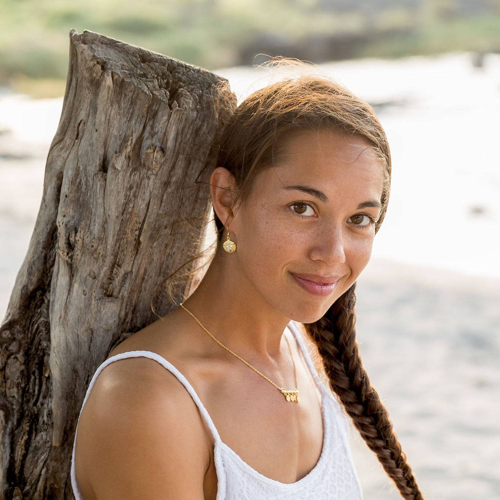 14 Karat Gold Plated Sand Dollar French Wire Earrings - Matador Diamond