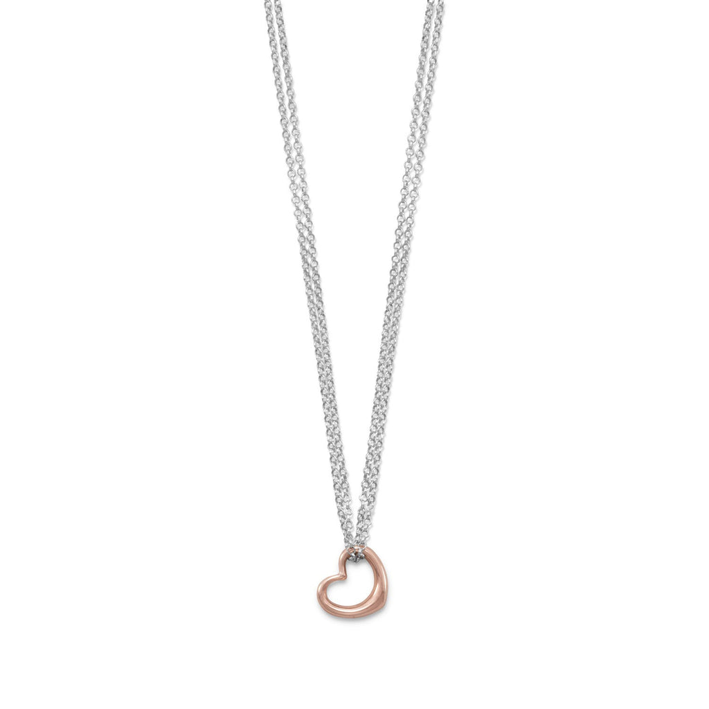Two Tone Double Strand Open Heart Necklace - Matador Diamond