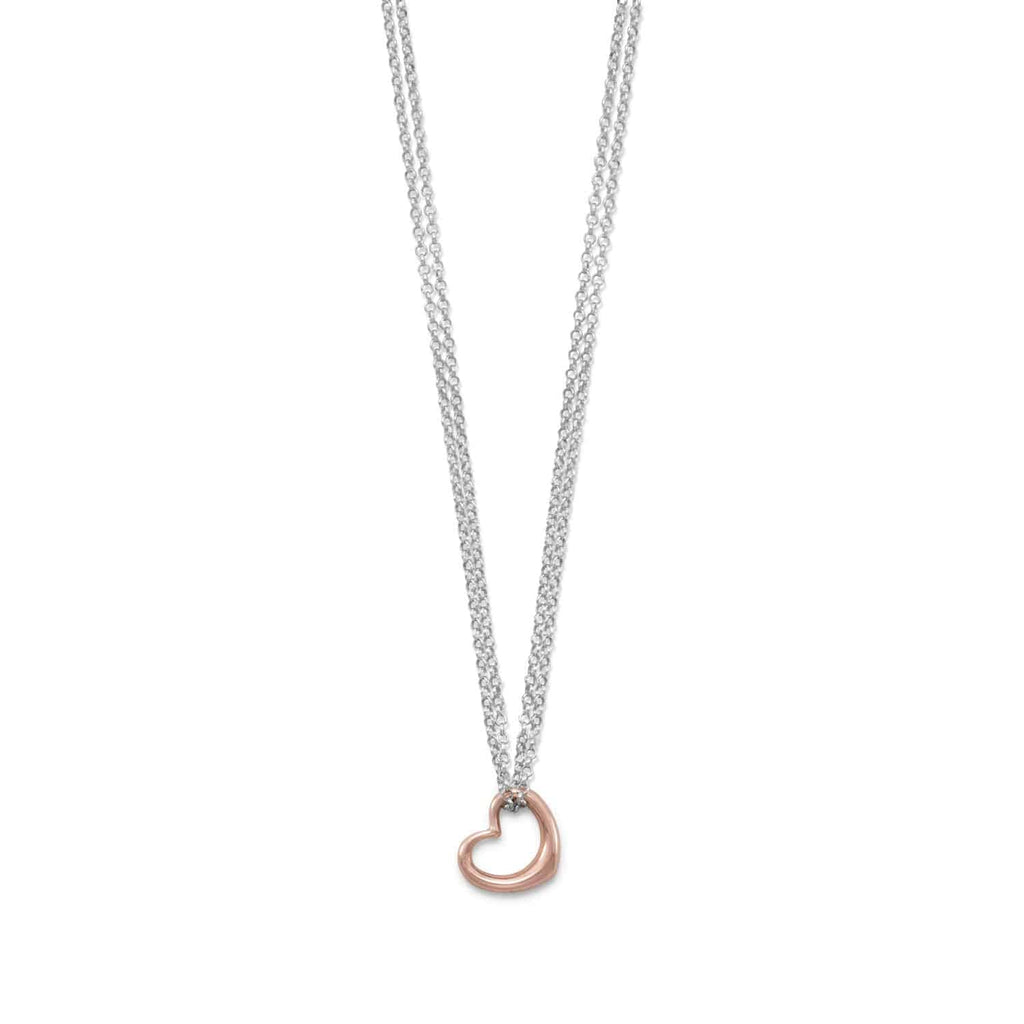 Two Tone Double Strand Open Heart Necklace - Matador Diamond