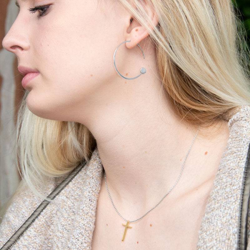 Rhodium Plated Threader Dot End Earring - Matador Diamond