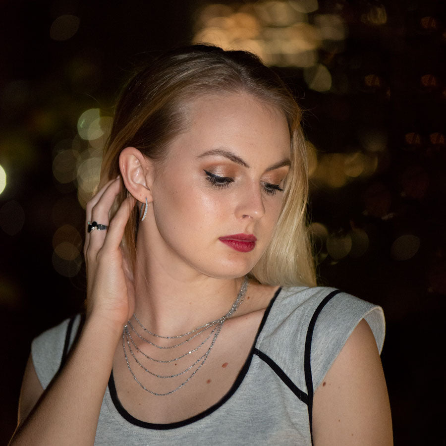 Rhodium Plated Five Strand Satellite Chain Necklace - Matador Diamond