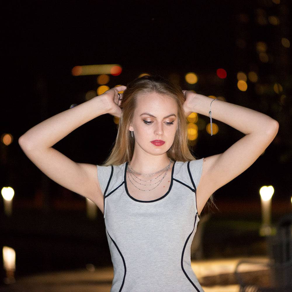 Rhodium Plated Graduated CZ Vertical Bar Earrings - Matador Diamond