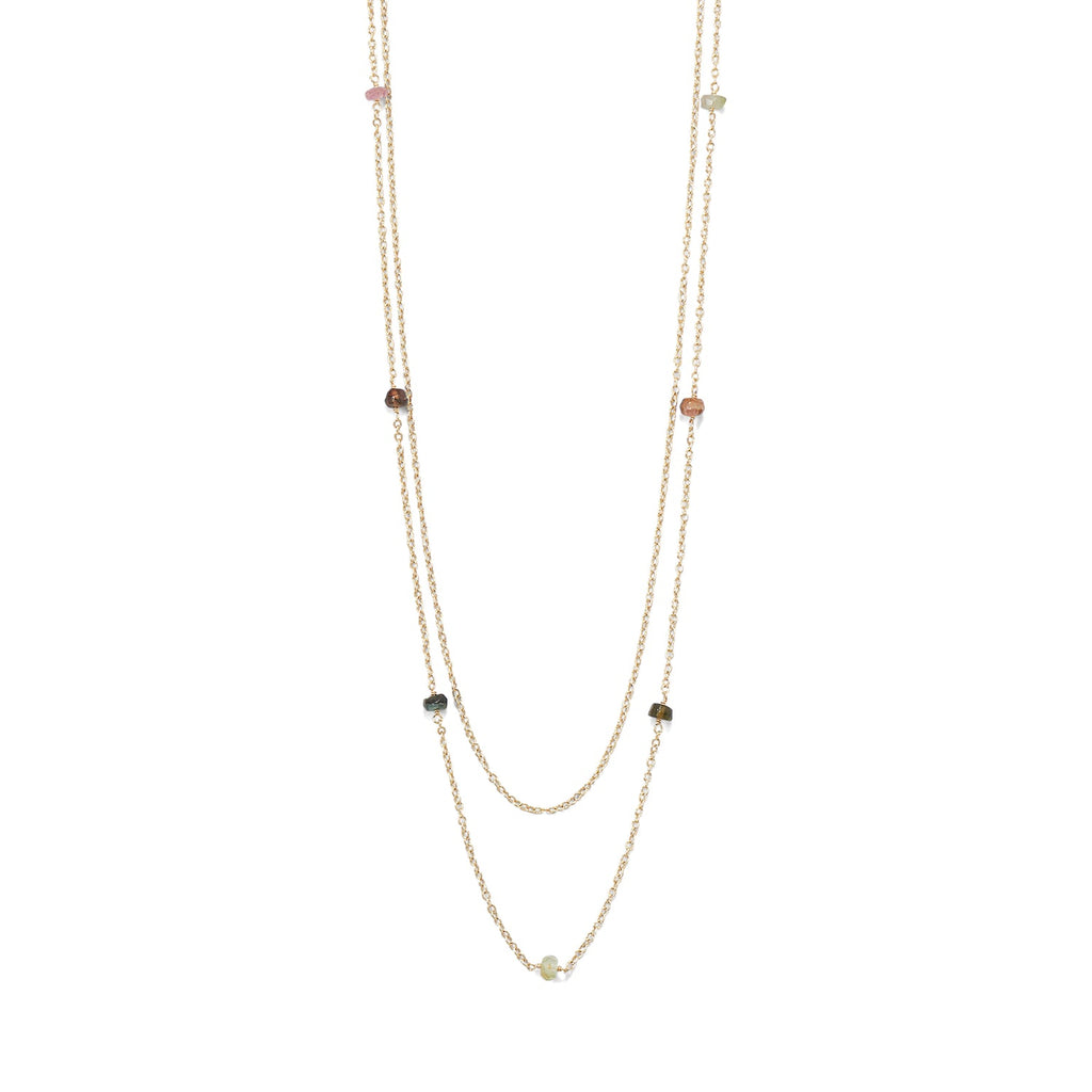 Two Strand 14 Karat Gold Plated Tourmaline Necklace
