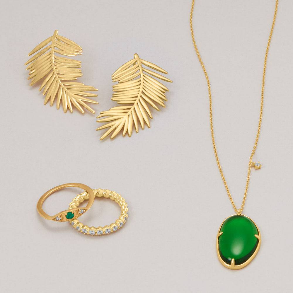 14 Karat Gold Plated Hexagon CZ Eternity Ring - Matador Diamond