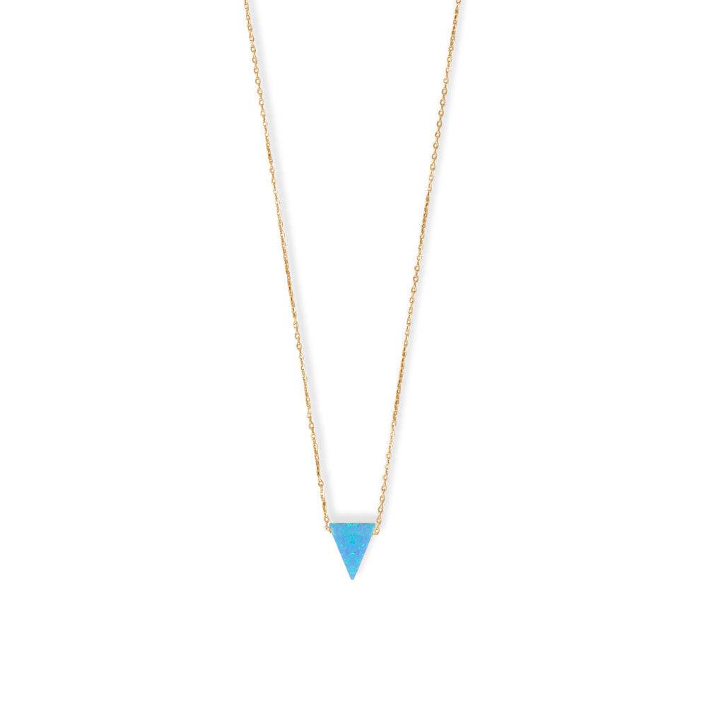 16" + 2" 14 Karat Gold Plated Synthetic Opal Triangle Necklace