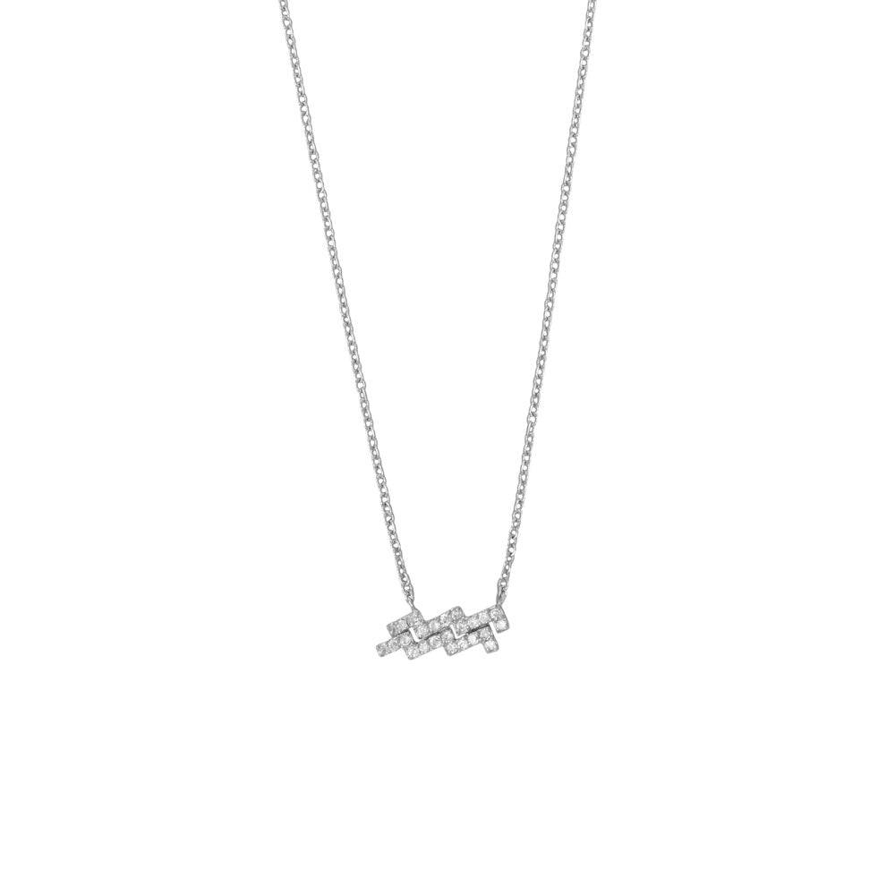 16" Rhodium Plated CZ Zodiac Symbol Necklace (All Signs) - Matador Diamond