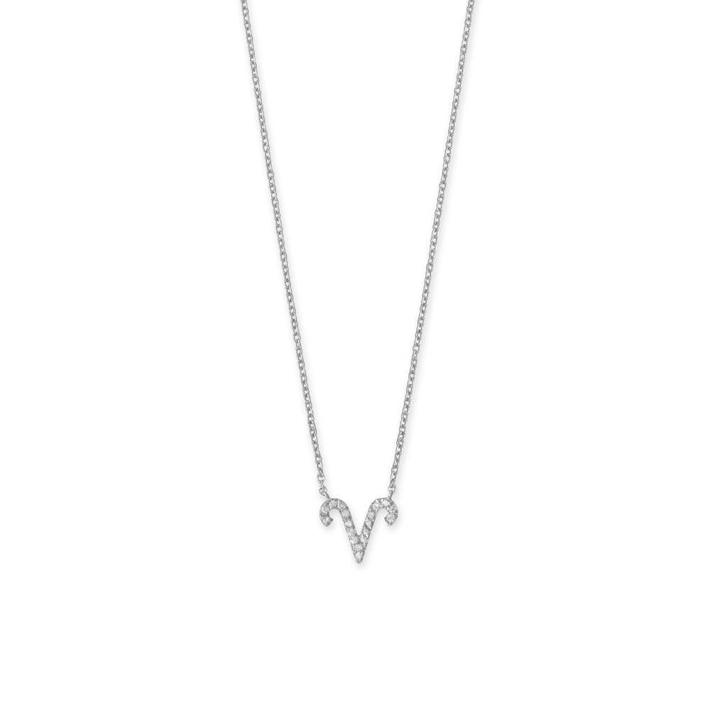 16" Rhodium Plated CZ Zodiac Symbol Necklace (All Signs) - Matador Diamond