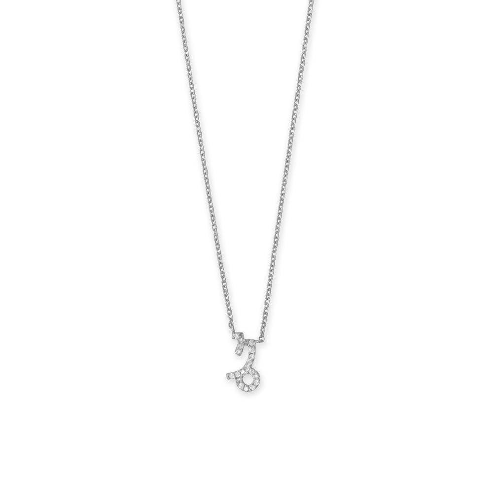 16" Rhodium Plated CZ Zodiac Symbol Necklace (All Signs) - Matador Diamond