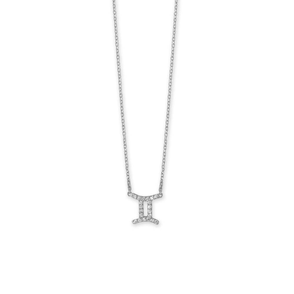 16" Rhodium Plated CZ Zodiac Symbol Necklace (All Signs) - Matador Diamond