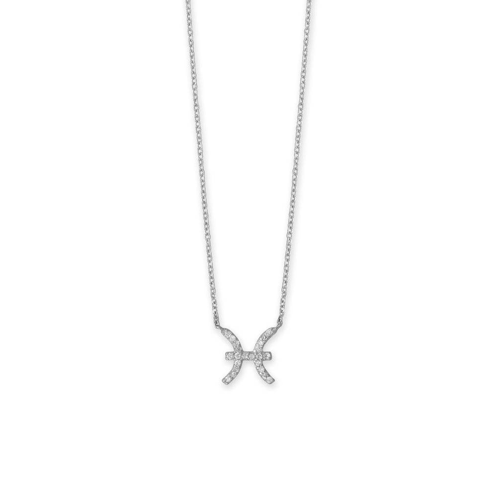 16" Rhodium Plated CZ Zodiac Symbol Necklace (All Signs) - Matador Diamond