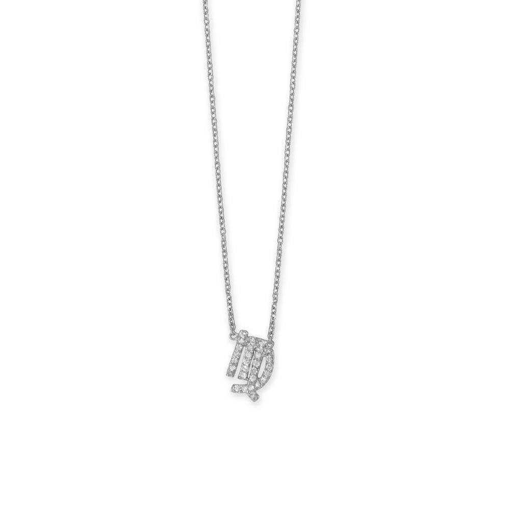 16" Rhodium Plated CZ Zodiac Symbol Necklace (All Signs) - Matador Diamond