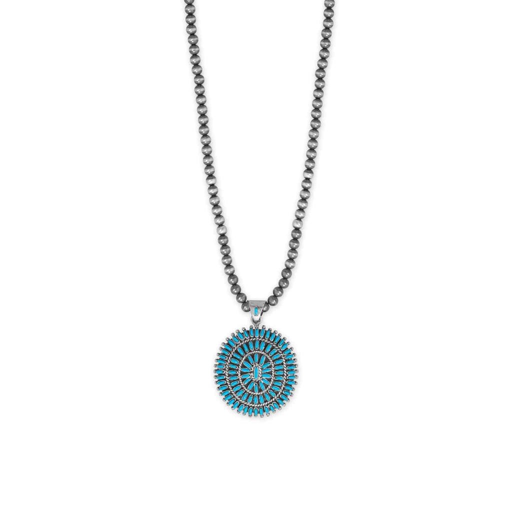 Handmade Bold Oxidized Sunburst Turquoise Pendant - Matador Diamond