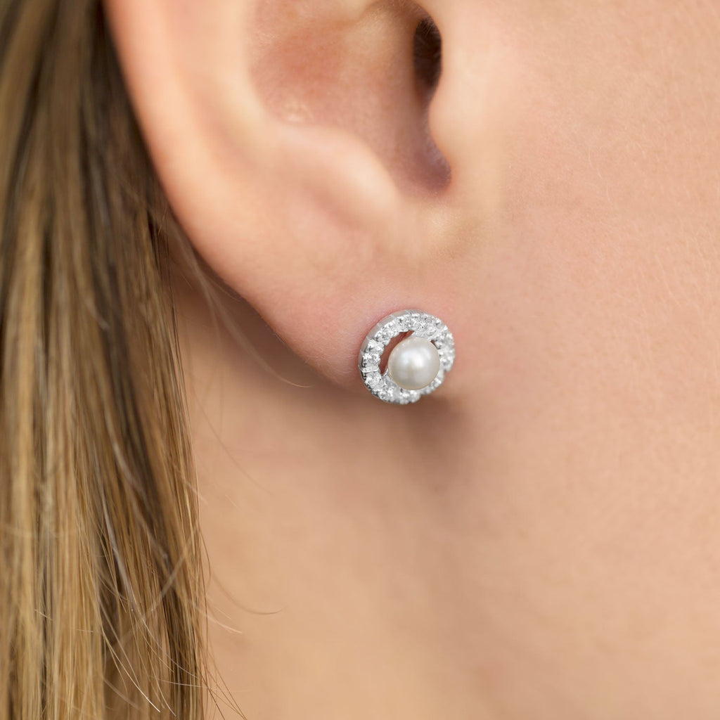 Cultured Freshwater and CZ Earrings - Matador Diamond