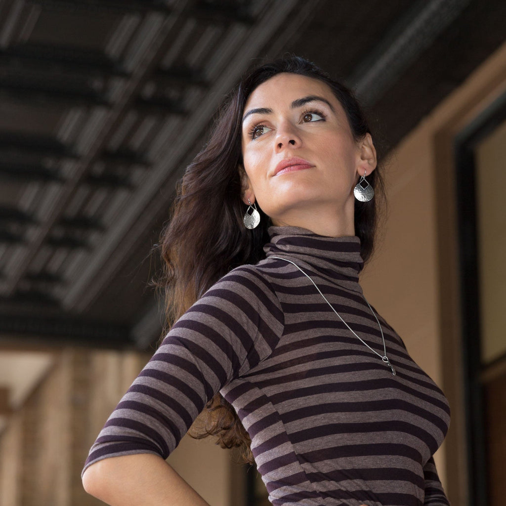 Oxidized Hammered Pear Shape Earrings - Matador Diamond