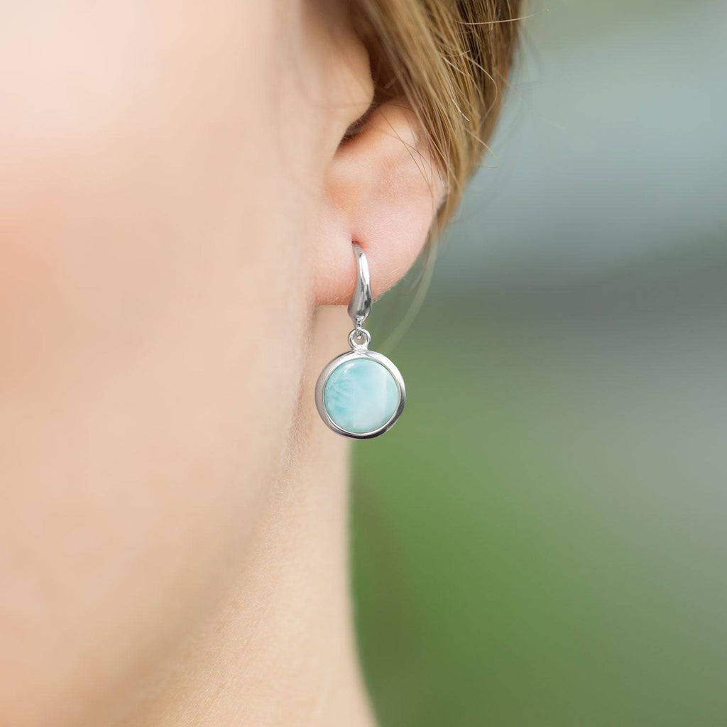 Rhodium Plated Larimar Drop Earrings - Matador Diamond