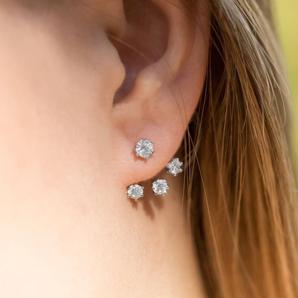 Rhodium Plated CZ Front Back Earrings - Matador Diamond