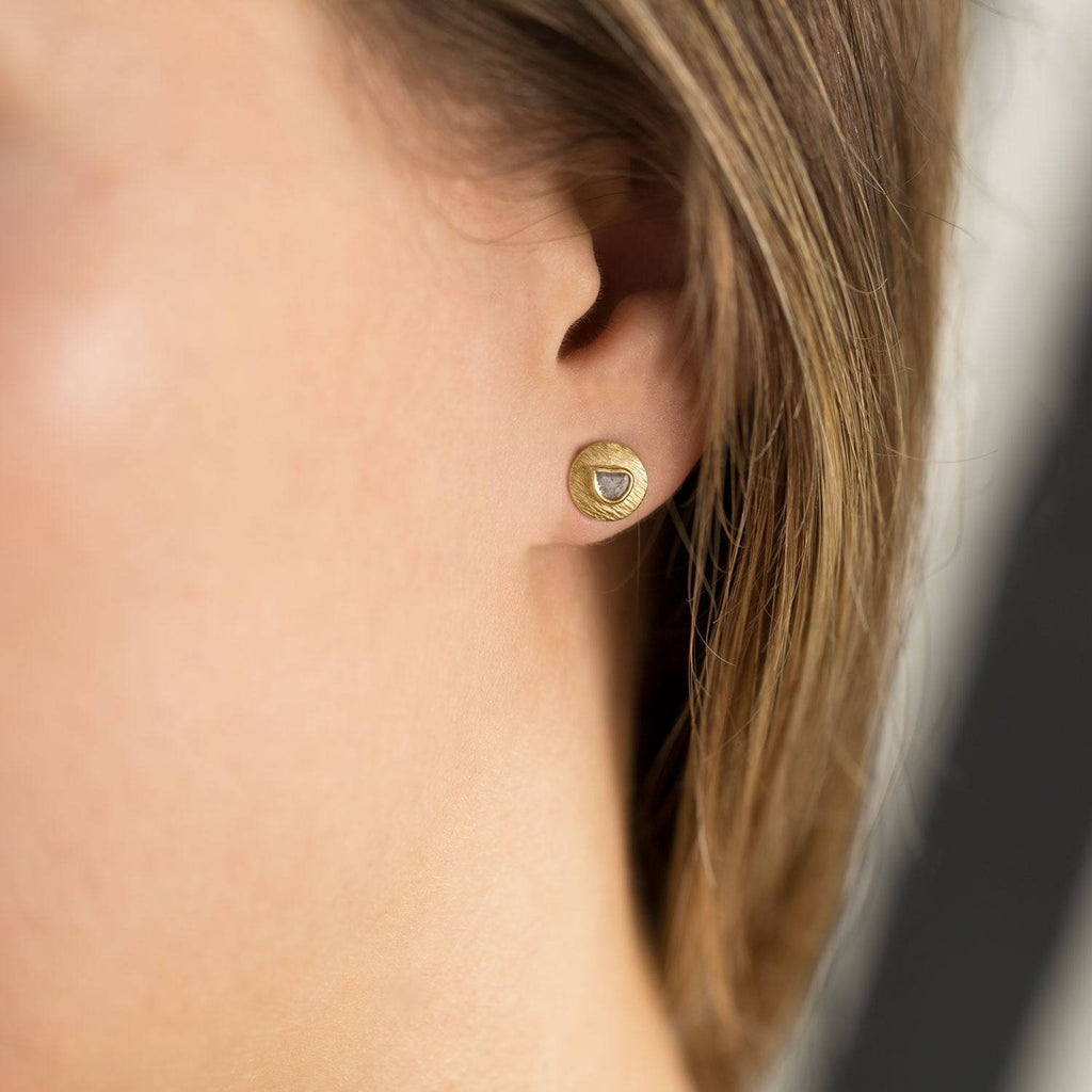 14 Karat Gold Plated Polki Diamond Post Earrings - Matador Diamond