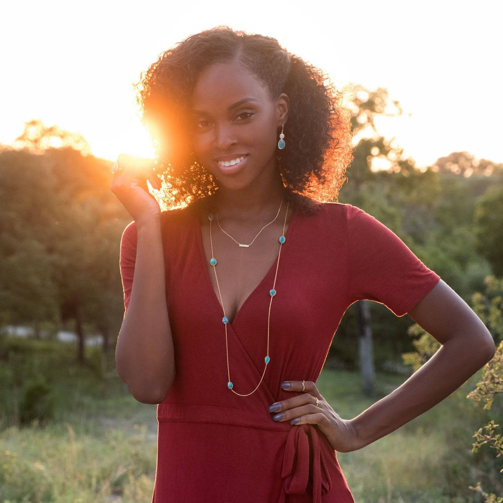 14 Karat Gold Plated Turquoise and Sky Blue Topaz Earrings - Matador Diamond