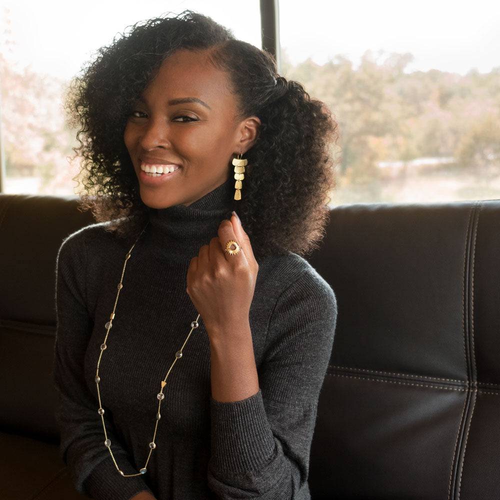 "Shine On!" 14 Karat Gold Plated Sunburst Ring - Matador Diamond