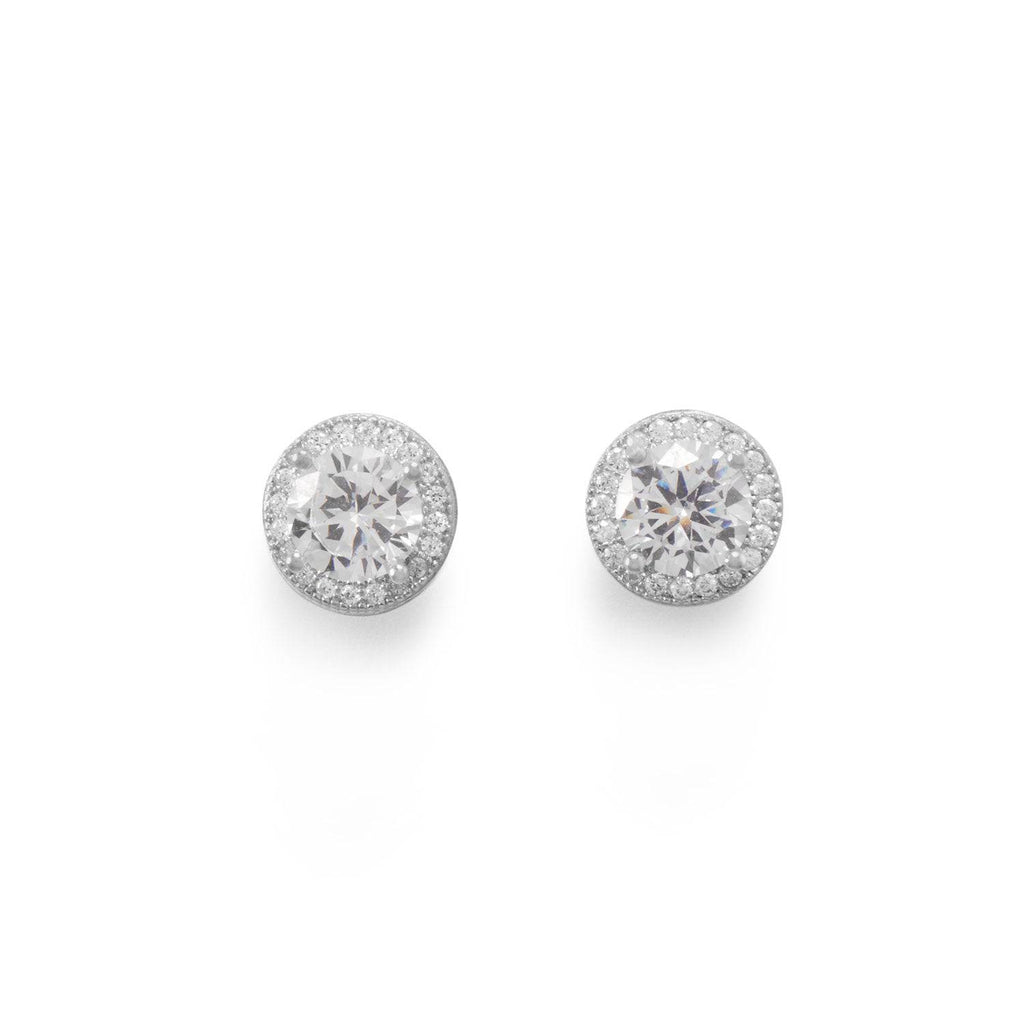 Rhodium Plated Elegant 6.5mm CZ Studs - Matador Diamond