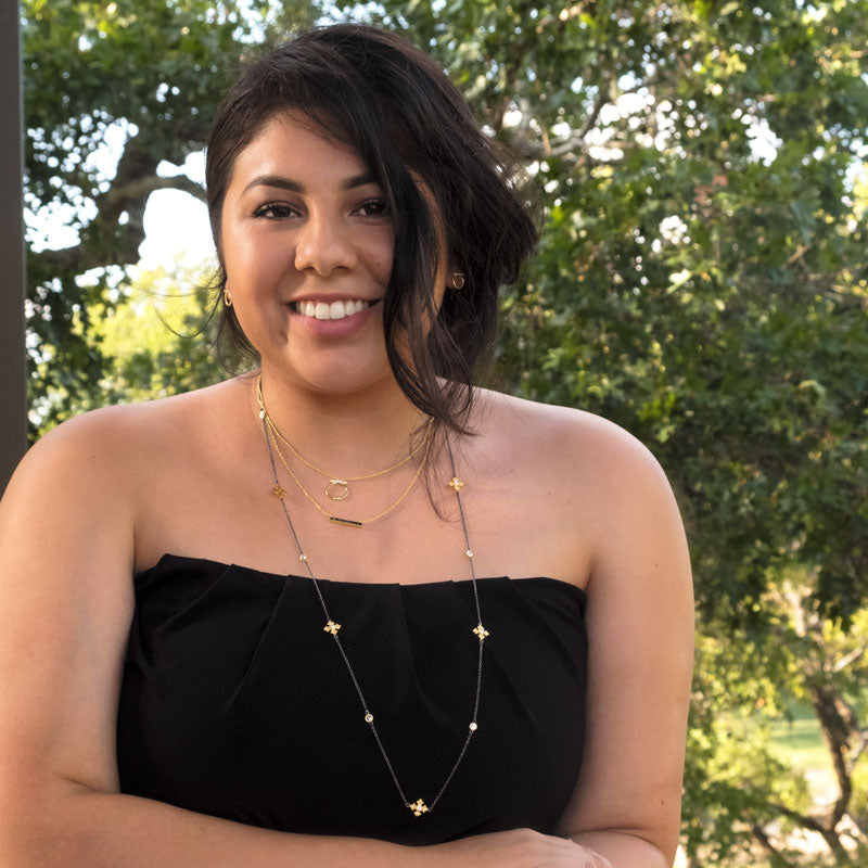 14 Karat Gold Plated Diamond Chip Necklace - Matador Diamond