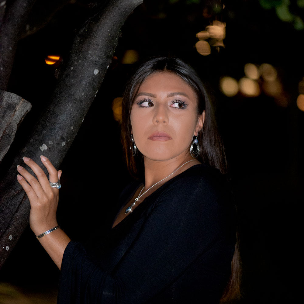 Oxidized Triple Outline Ancient Roman Glass Wire Earrings - Matador Diamond