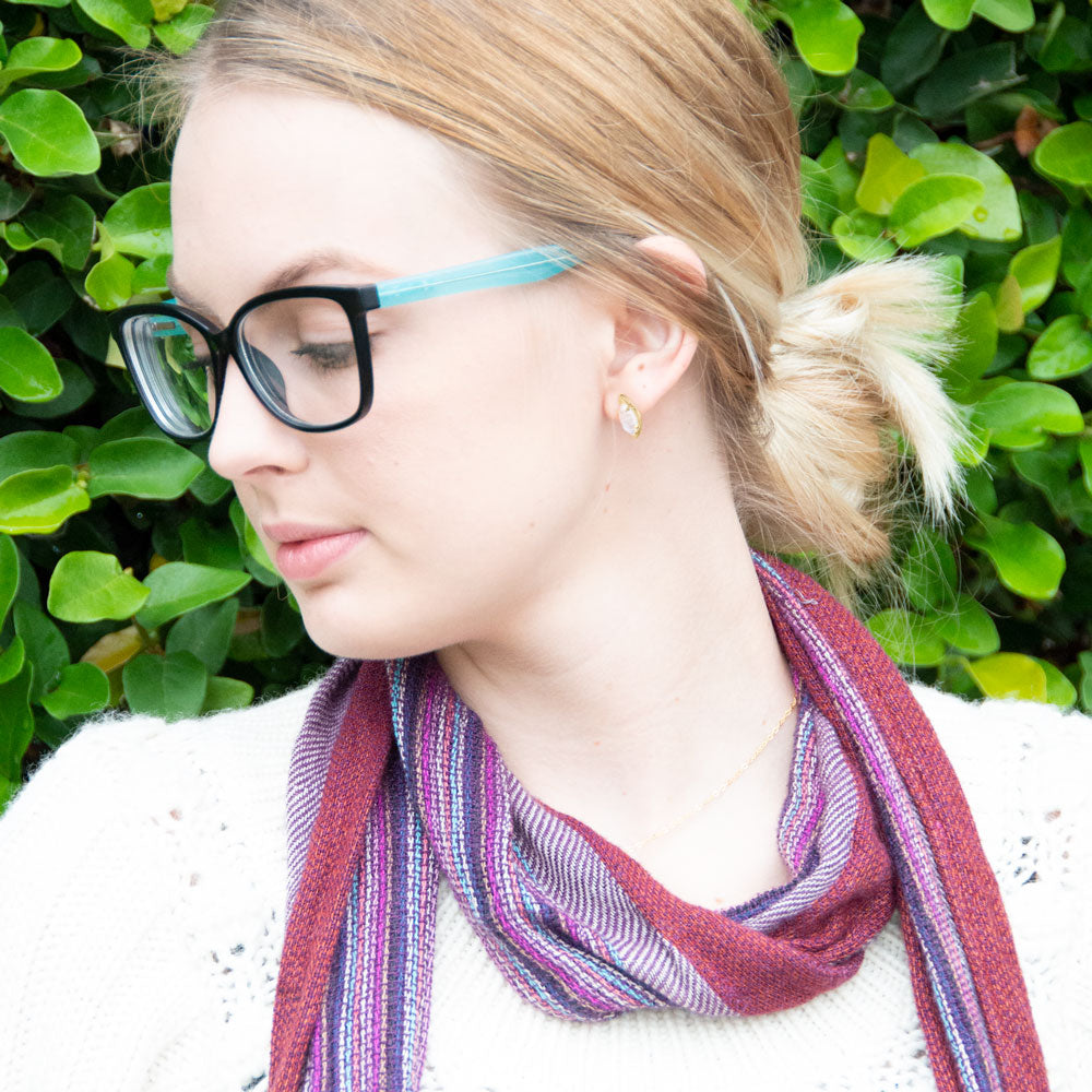 14 Karat Gold Plated Marquise Rainbow Moonstone Post Earrings - Matador Diamond