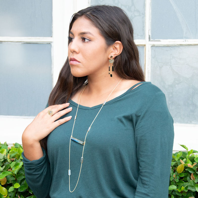 14 Karat Gold Plated Multi Stone Post Earrings - Matador Diamond