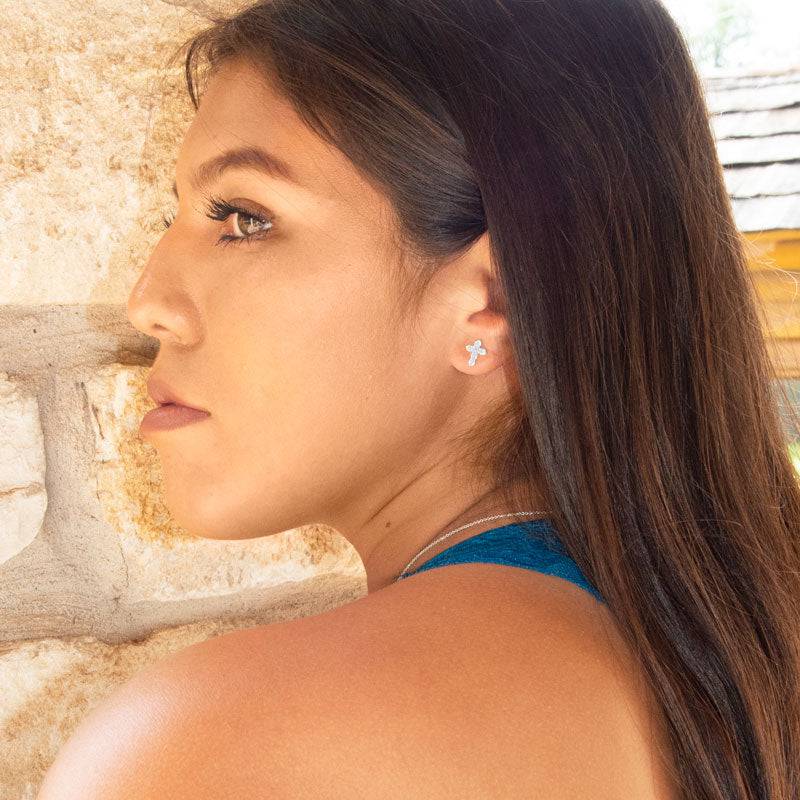 Small CZ Cross Stud Earrings - Matador Diamond